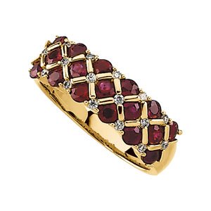 14K Yellow Gold Genuine Ruby & Diamond Ring