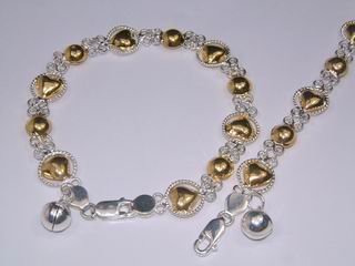 Sterling Silver Charm Bracelet Two tone Gold Plated