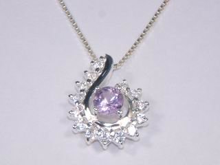 Sterling Silver Pendant with Amethyst and 14 CZ's