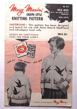 1956 VINTAGE Mary Maxim KNITTING PATTERN Wild Duck