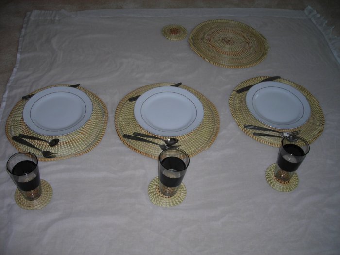 Place Mat Setting and Coasters