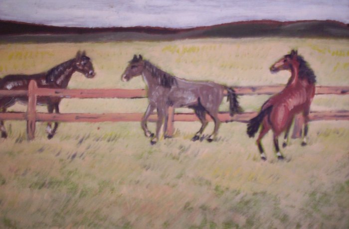 Milton Cairoli oil painting "Caballos marrones"