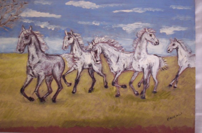 Milton Cairoli oil painting "Caballos blancos"