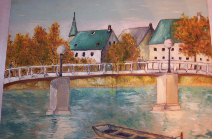 Milton Cairoli oil painting "Tejados verdes"