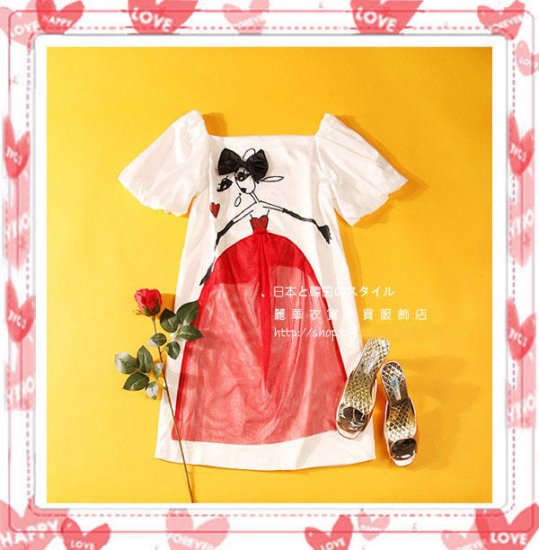 New Japan Style One Piece White Color Dress With 3D Doll