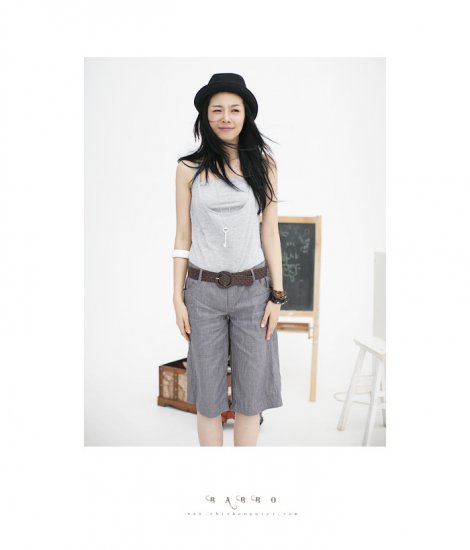 WS34015-2 New Korean Business/ Casual Style 2pcs Grey Color Pant With Tube Top (Come with Belt)