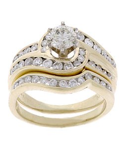 14K Yellow Gold 1 1/3ct. TDW Diamond Bridal Ring Set