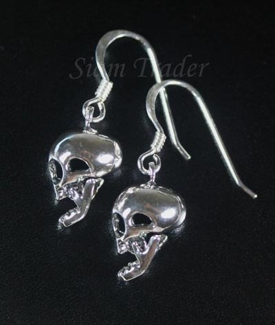 Sterling Silver Skull Dangling Earrings AESS142