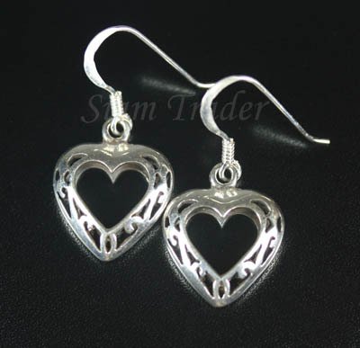 Sterling Silver Heart Dangling Earrings AESS1911