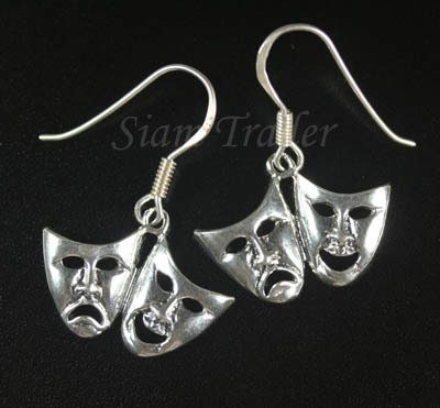 Sterling Silver Comedy/Tragedy Mask Earrings YSS12
