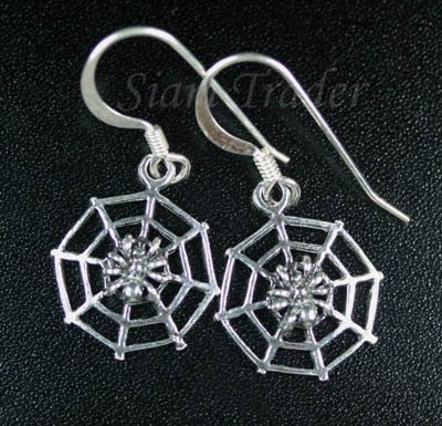 Sterling Silver Spider & Web Earrings AESS1933