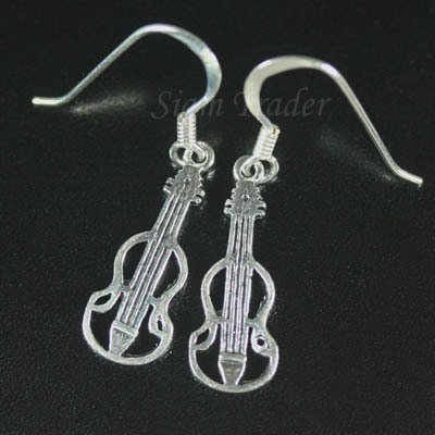 Sterling Silver Cello Dangling Earrings AESS1714