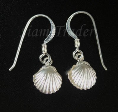 Sterling Silver Clam Shell Dangling Earrings AESS1710