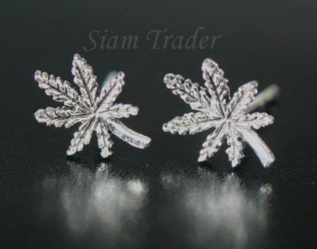 Sterling Silver Marijuana Leaf Earrings AESS1870