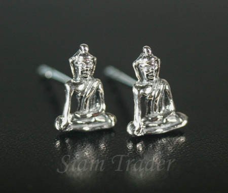 Sterling Silver Buddha Stud Earrings PSS863