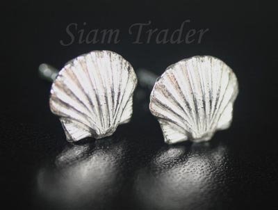 Sterling Silver Sea Shell Stud Earrings AESS54