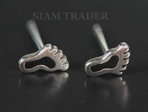 Sterling Silver Black Onyx Feet Stud Earrings XSS294