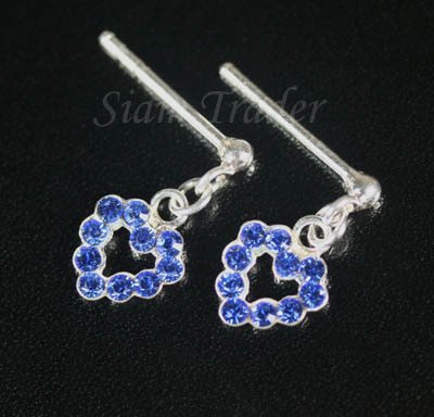 Sterling Silver Swarovski Sapphire Covered Heart Earrings XSS171