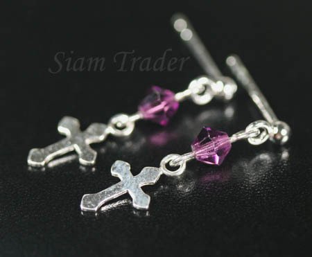 Sterling Silver Swarovski Amethyst Cross XSS270