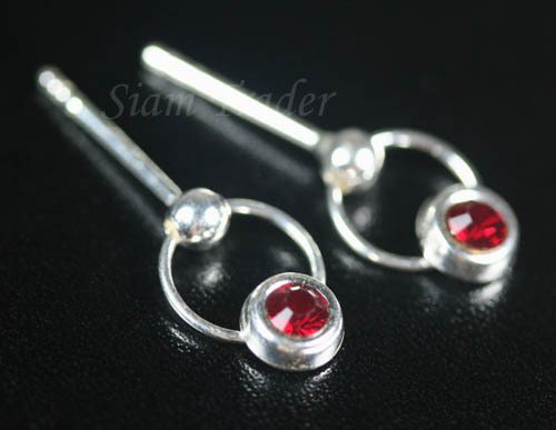 Sterling Silver Earrings w/ Swarvski Siam Crystal XSS211