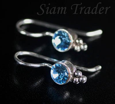 Sterling Silver Swarovski Aquamarine Crystal French Wire Earrings FHSS11
