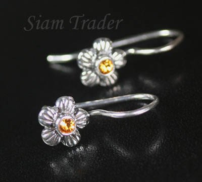 Sterling Silver Swarovski Topaz Flower Earrings FHSS12