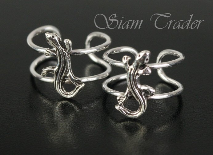 Sterling Silver Gecko / Lizard Ear Cuffs CSS285