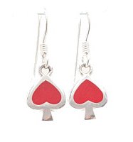 Sterling Silver Spade - Coral Dangling Earrings YSS157