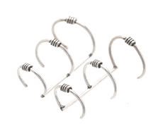 Sterling Silver Triple Ring and Bead Ear Cuffs CSS364