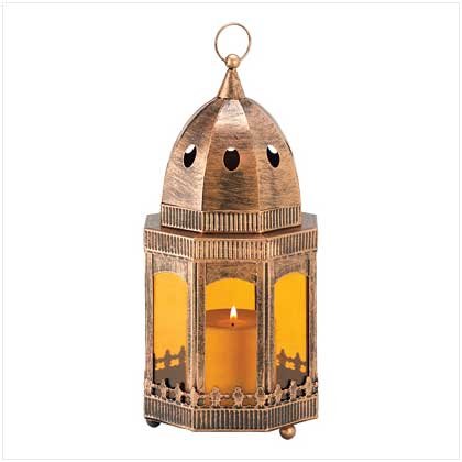 #39063 Copper | Amber Candle Lantern