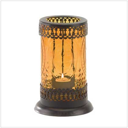 #37934 Standing Amber Glass Lantern