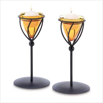 #38649 Amber Candleholders