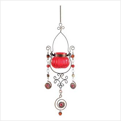 #38952 Red Jeweled Candleholder