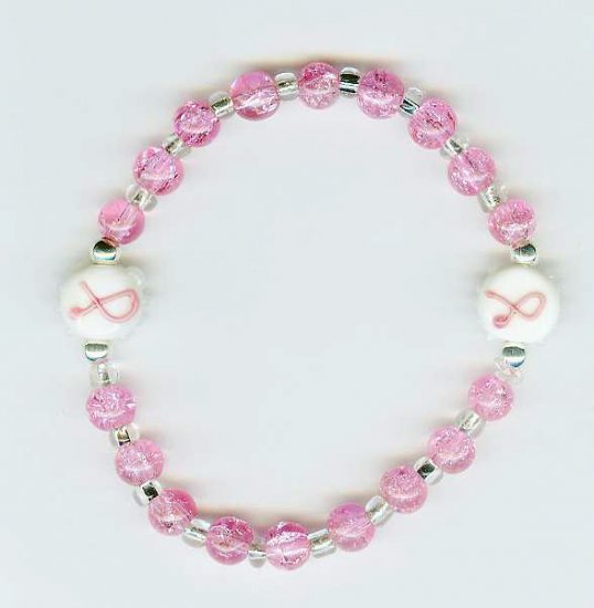 Pink Breast Cancer Ribbon Stretch Bracelet