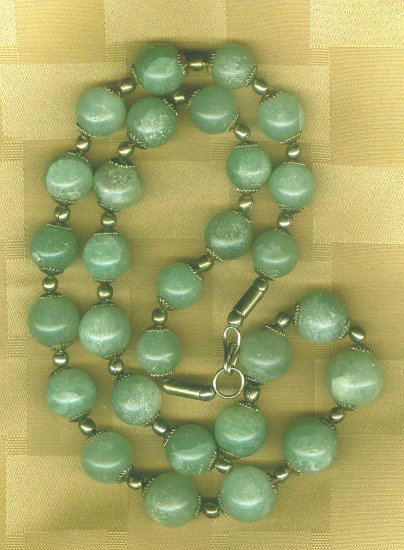 Agate Necklace - Brass Caps and Closure