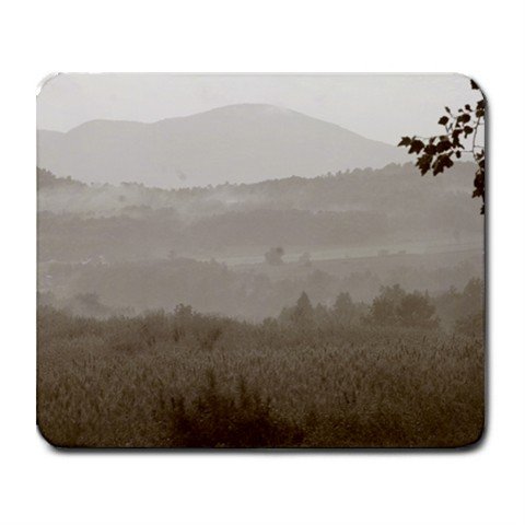 Mousepad FREE SHIPPING layers of fields in the distance B&W between here and the mountains