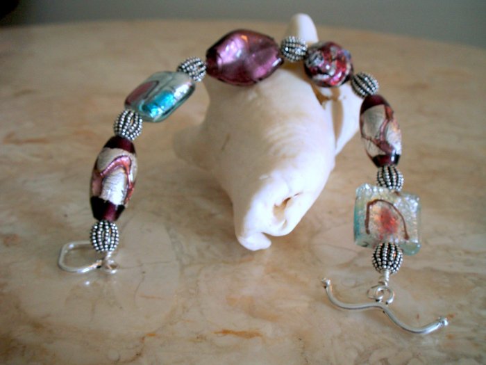 Silver and Glass Bead Bracelet