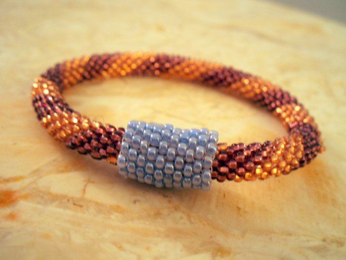 Czech Glass Bead Crochet Bracelet with Convertible Bead