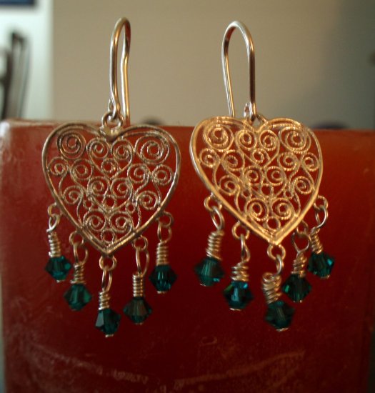 Wire Wrapped Heart Earrings