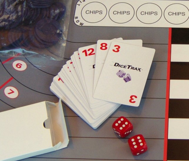40 card deck of DiceTrax cards & gaming dice