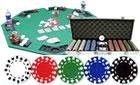 COMBO - 500PCS 13.5 GRAM DOUBLE SUIT POKER CHIP SET WITH ALUM CASE + SOLIDWOOD FOLDING TABLE TOP