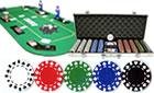 500PCS 13.5 GRAM DOUBLE SUIT POKER CHIP SET + CASE + TEXAS HOLDEM FOLDING TABLE TOP WITH TRAY