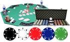 COMBO - 500PCS 11.5GRAM CASINO SIZE SUIT POKER CHIP SET + ALUM CASE + SOLIDWOOD FOLDING TABLE TOP