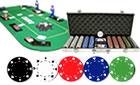 500PCS 11.5GRAM SUIT POKER CHIPS + ALUMINUM CASE + TEXAS HOLD EM FOLDING TABLE TOP