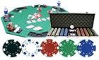 300PCS 11.5GRAM CASINO SIZE DICE POKER CHIP SET + ALUM CASE + SOLIDWOOD FOLDING TABLE TOP