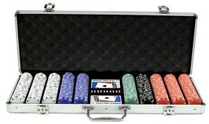 500PC 13.5GRAM PRO CLAY DOUBlE SUITED POKER CHIP SET + ALUMINUM CASE