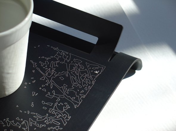 Etched Beakfast Tray - Black - Winter Trees