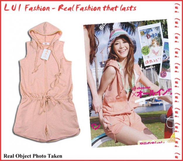 Cotton Zipped One Piece Summer Fashion Pink Top