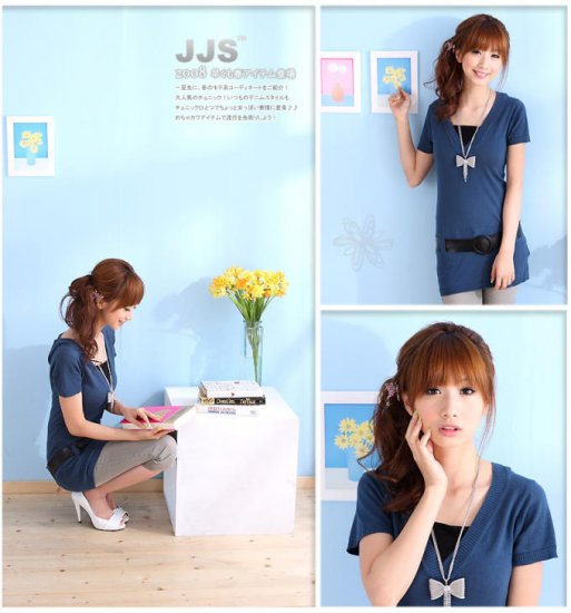 Stunning Japan Style Summer Fashion Blue Top