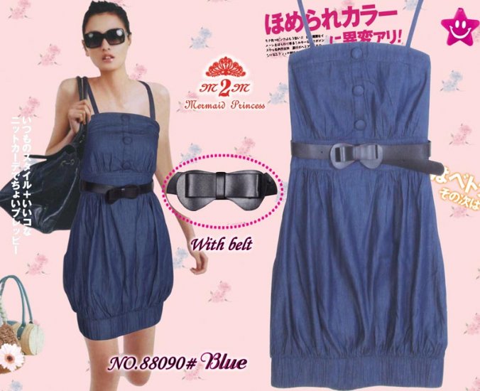 Stunning Japan Style Summer Fashion Blue Dress